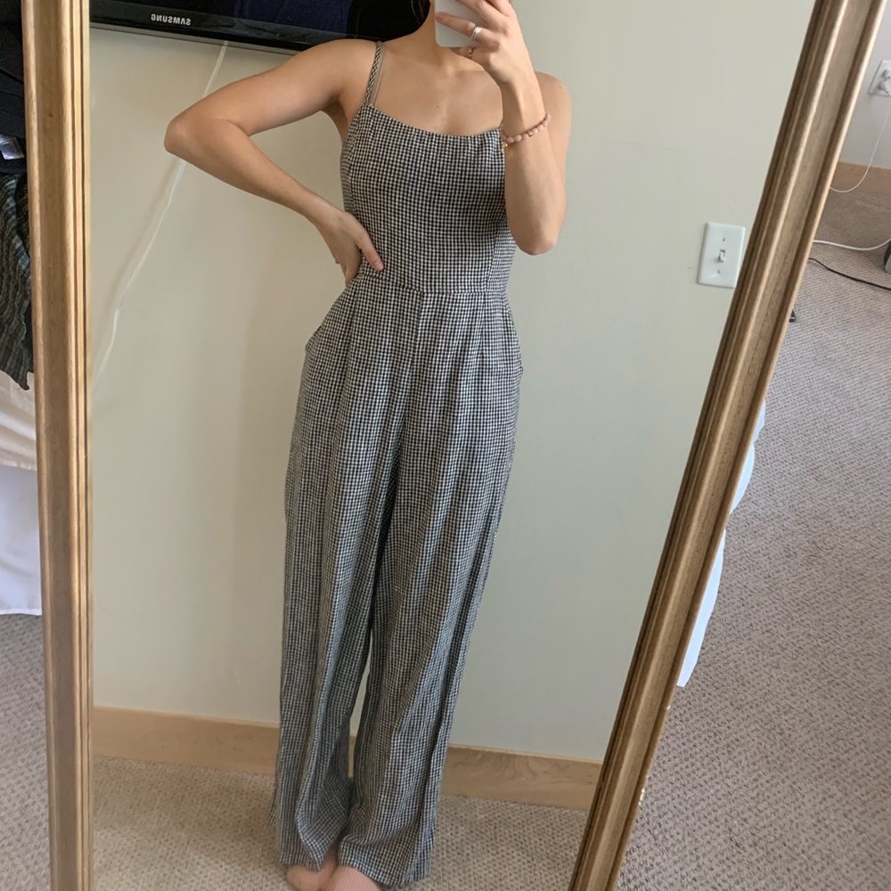 Black and white checkered jumpsuit